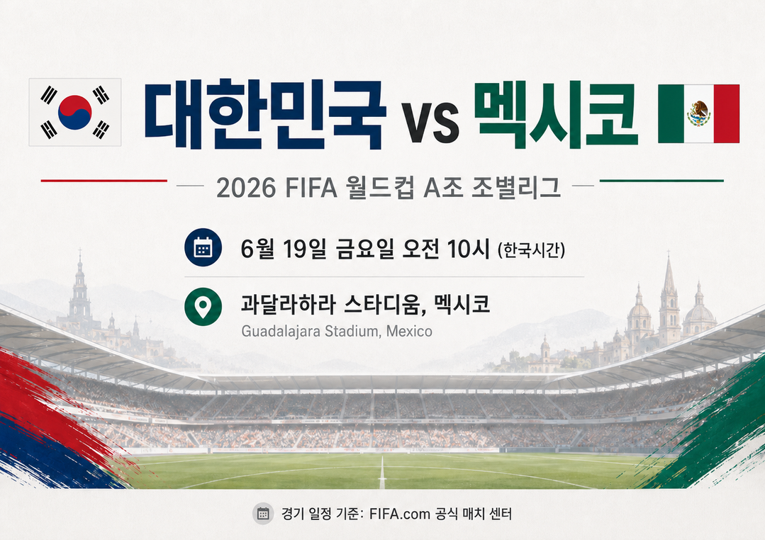 [사진=Chat GTP/ 6월 19일 대한민국과 멕시코 A조 조별리그 일정 ]