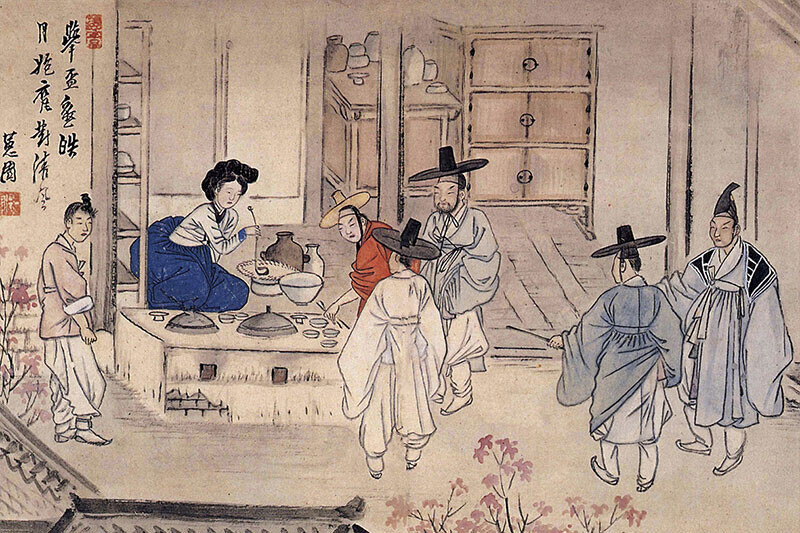 [이미지 = 신윤복의 주사거배 , 간송미술관/ 냉면이 소비되던 시대의 식문화 분위기를 이해하기 위한 참고 자료] 